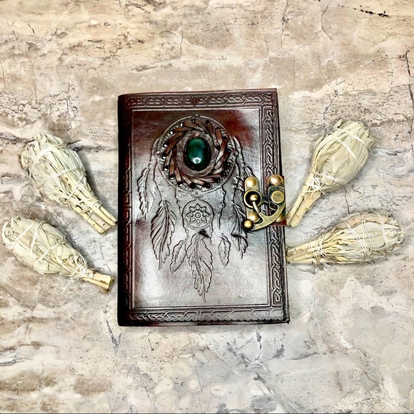 Vintage Other - Leather Agate Stone Writing Cotton Journal